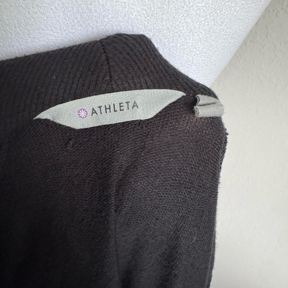 Athleta Black Open Waterfall Front Duster Cardigan Womens S Modest Minimalist - Picture 6 of 7